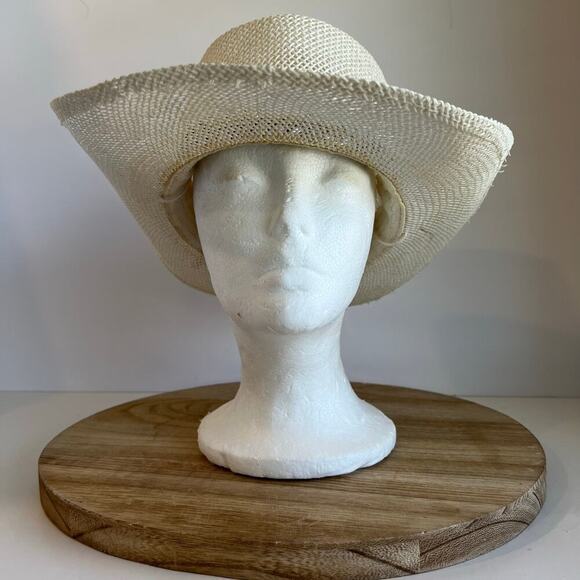 USA Vintage 90s Woven Sun Hat With Metal Golden Spiked Band Hat Size Small - Picture 2 of 14
